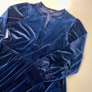 1.State Navy Velour Long-Sleeve Dress – Size L, Elegant & Chic